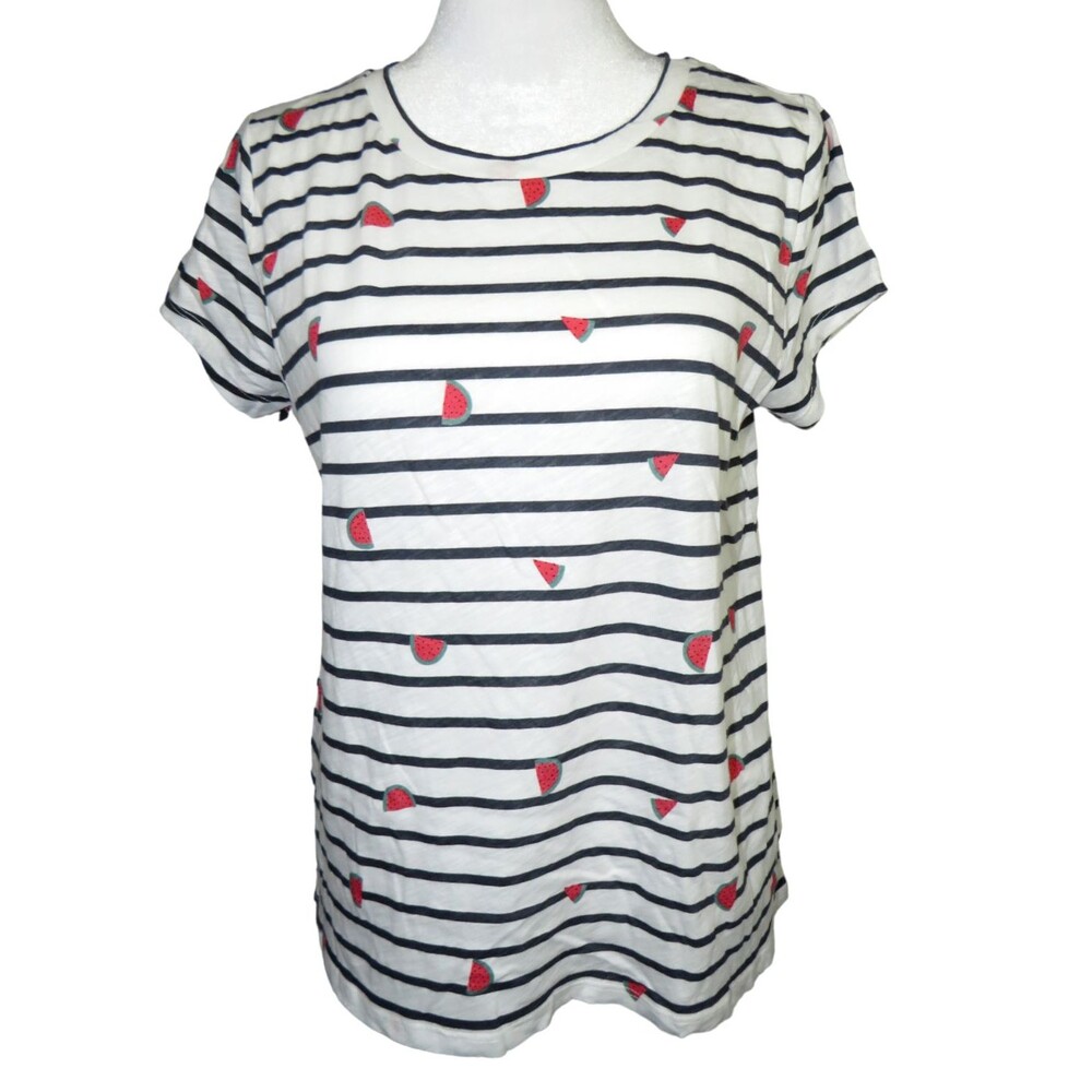 LOFT Striped Watermelon Summer Print Vintage Soft Cotton Tee Size Medium